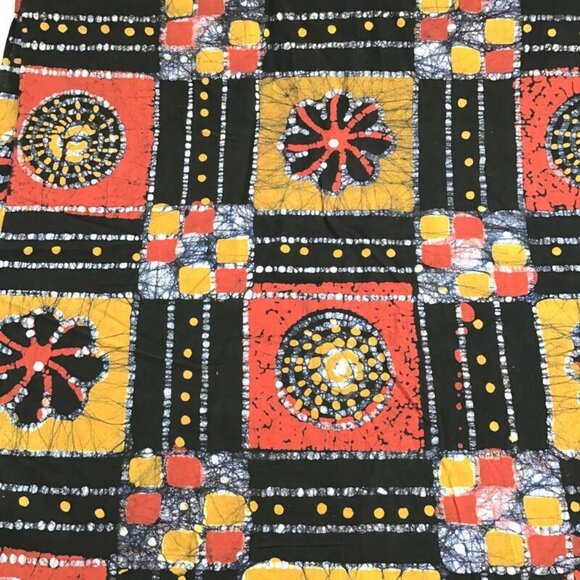 3 yd. Batik Fabric Piece Cotton Cloth Black Red Gold Sewing Quilting 108x45 in - Picture 2 of 8